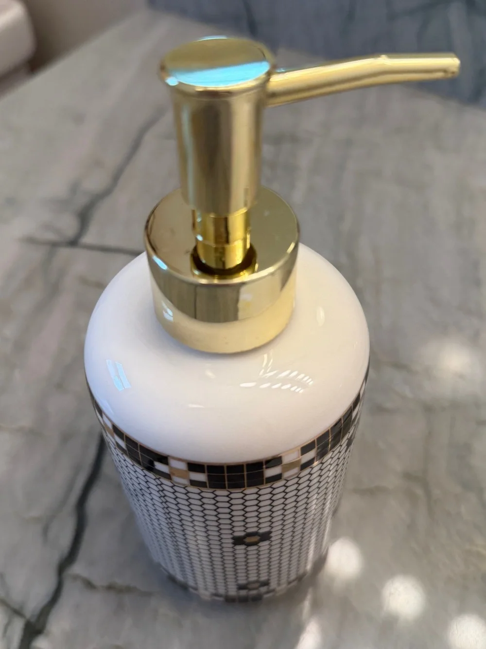 Anthropologie White and Gold 'Wash Rinse' Ceramic Soap Dispenser